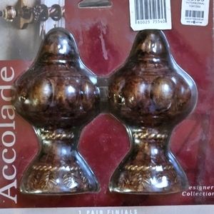 Accolade Designer Collection Victoria Tortoise Finial Curtain Hold Back NIP
